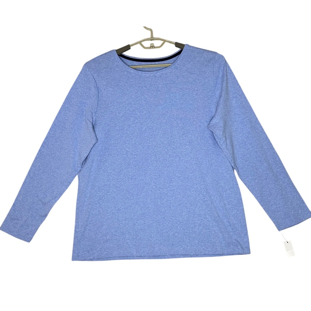 NWT Talbots Womens Cotton Tee Shirt 2X Preppy Coastal Minimalist Heathered Blue